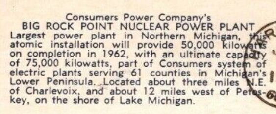 Big Rock Point Nuclear Power Plant - Old Postcard